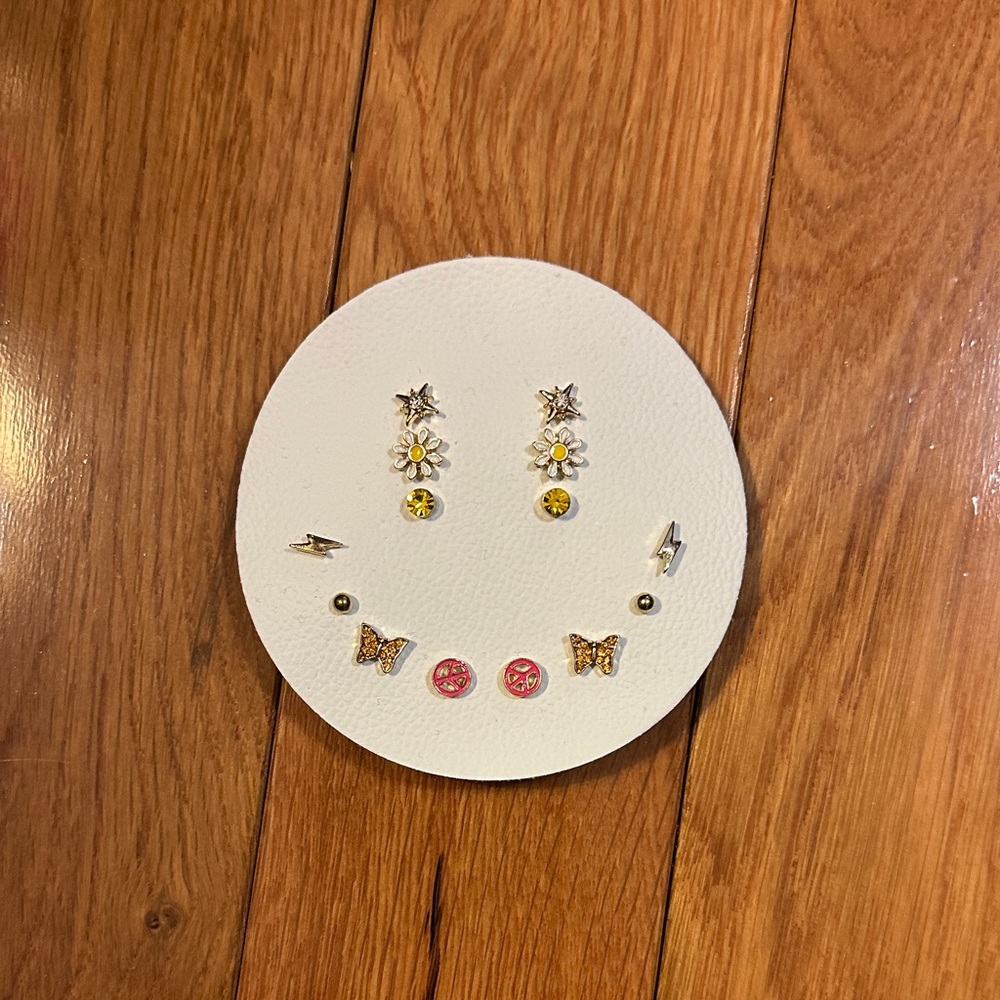 Earth Bound Gold and Pink Stud Earrings Set